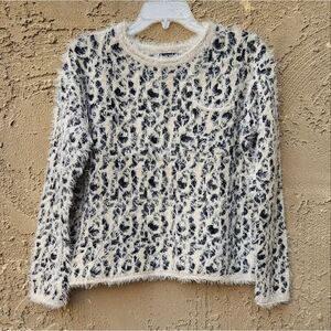 XOXO Black and Cream Fuzzy Soft Long Sleeve Sweater Size L